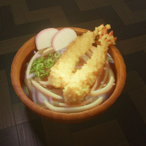 ３Ｄメシ「天ぷらうどん」blenderデータ
