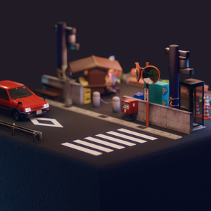 【無料配布】みんなでジオラマ【街アセットデータ】～blender2.93～