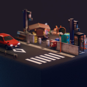 【無料配布】みんなでジオラマ【街アセットデータ】～blender2.93～