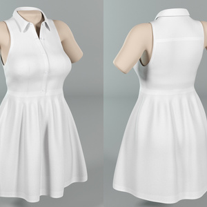 3Dモデル ノースリーブドレス / サンダル 2点セット