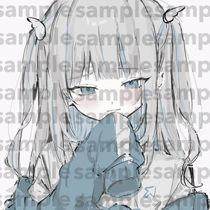 White hair, sickly cute (single image) | Icon for social media, sickly smile