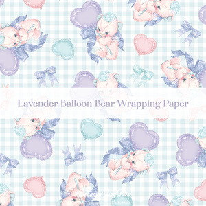ラッピングペーパー / Lavender Balloon Bear