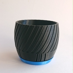 【3Dプリンタ用モデル】植木鉢 ストライプ模様