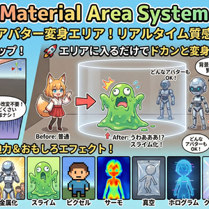 【VRChatワールドギミック】Avatar Material Area System (AMAS) ～置くだけでアバターの質感が激変！リアルタイム変身エフェクト～