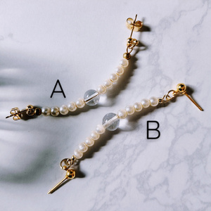 Helix to lobe double luminous chain earring(A/B)