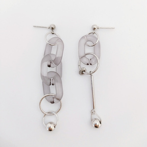Silver chain hoop mini earrings