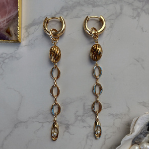 Gold hoop 2type earrings