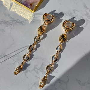 Gold hoop 2type earrings