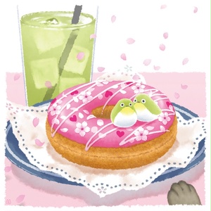 ポスター【桜舞う春のドーナツ】