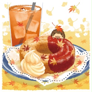 ポスター【紅葉降る秋のドーナツ】