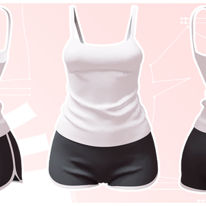 キャミソールとドルフィンパンツ【Camisole & Dolphin Shorts】（Marvelous Designer/Clo3Dデータ）