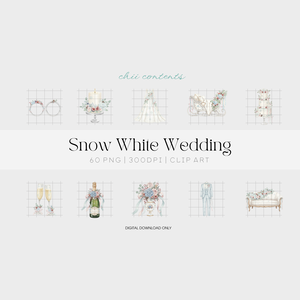 ❄ Snow White Wedding ｜可憐なホワイトウエディングクリップアート ❄