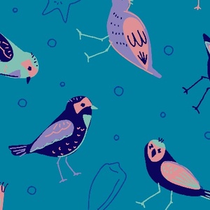海辺の鳥たち（ブルー）