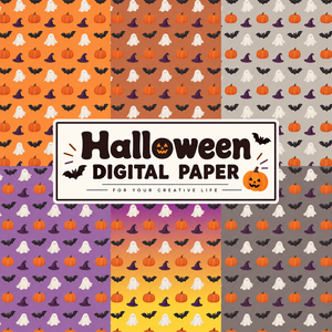 大人かわいいハロウィン柄｜デジタルペーパー 6カラーセット