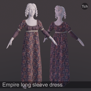 Empire long sleeve dress (3D) | エンパイアロングスリーブドレス（3D）