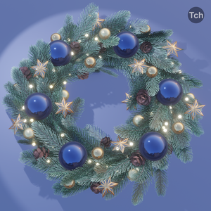 Christmas wreath in classic style (3D) | クラシックスタイルのクリスマスリース (3D)