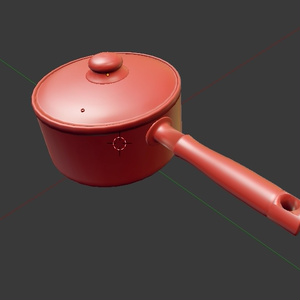 【３D素材】鍋、片手鍋　全２種類　蓋開封可能