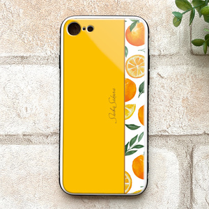 ネーブルオレンジのスマホケース  強化ガラス iphone16 iphone13 オレンジ みかん スマホケース iphone14 iphone15