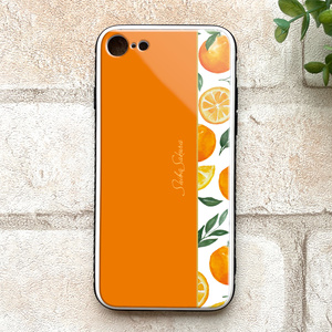 ブラッドオレンジのスマホケース  強化ガラス iphone15 iphone16 オレンジ みかん スマホケース iphone14