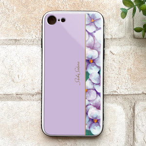 梅雨の紫陽花のスマホケース（薄紫）  強化ガラス iphone15 iphone16 アジサイ スマホケース 梅雨 iphone14