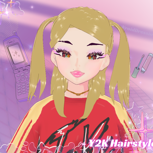 Vroid Y2K hairstyle blond pigtails