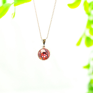 ＊シンプルなまるいスワロフスキーネックレス　ローズピーチ＊　金具の色が選べます