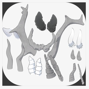 [Free] "Horns" 3D model set Vol. 1 [10 models included].