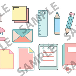 【無料】🎨パステル調文具イラスト素材セット