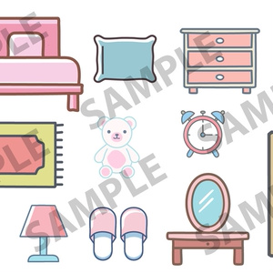 【無料】🎨パステル調部屋イラスト素材セット