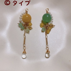 天然石⁑お花イヤリング（ピアスに変更可能）