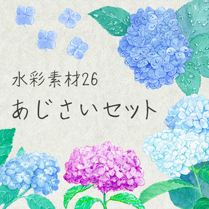 水彩素材26 あじさいセット