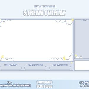 【配信用オーバーレイ/STREAM OVERLAYS】TWITCH 青　雲