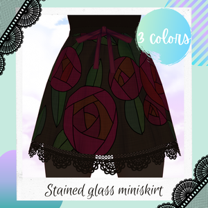 [Free/無料] VRoid rose stained glass mini skirt texture - 3 colors / Texture de jupe à motif vitrail fleuri pour VRoid / 薔薇ステンドグラスミニスカートテクスチャー