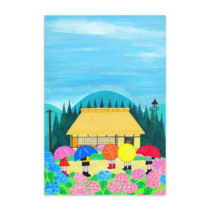 アートとメルヘンと創作の森のノスタルジック童画 「梅雨に咲く花」(画・秋野あかね) 