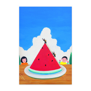 アートとメルヘンと創作の森のノスタルジック童画 「アリの登山」(画・秋野あかね)
