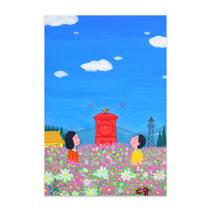 アートとメルヘンと創作の森のノスタルジック童画 「花びらの手紙」(画・秋野あかね)