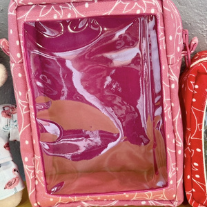 15cm plush toy pouch, pink strawberry, clear...