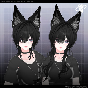 【24アバター対応】Line Wolf Hair【VRChat】 缩略图 4