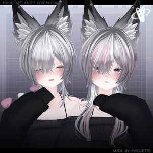 【24アバター対応】Line Wolf Hair【VRChat】 缩略图 31