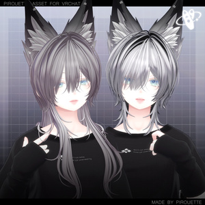 【24アバター対応】Line Wolf Hair【VRChat】 缩略图 20
