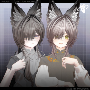 【24アバター対応】Line Wolf Hair【VRChat】 缩略图 24