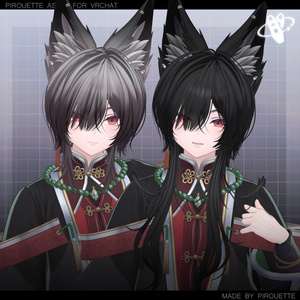 【24アバター対応】Line Wolf Hair【VRChat】 缩略图 35