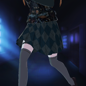 Spooky Navy/grey pleated school skirt