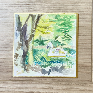 姫・豆色紙『若葉の井の頭 池のボート』