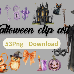 Halloween(ハロウィーン・ハロウィン)パープル × ブラック × オレンジ豪華3カラーセット（背景透過PNG）