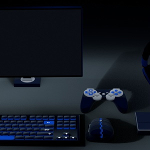 6 Items Low-Poly Gamer Setup Prop Pack 