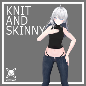 【しなの対応】シンプルノースリーブニット＆スキニージーンズ