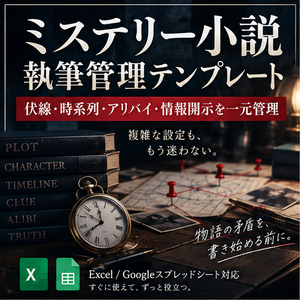 ミステリー小説 執筆管理テンプレート｜伏線・時系列・アリバイ・情報開示・AIレビュー【Excel / Googleスプレッドシート】