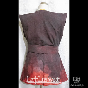 （L）手染め一点ものファンタジーウェア「ムラビトの服（レッドブラック）」（5-061）／LarpLus wear
