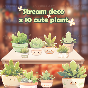 Vtuber Asset Cute Plant Decoration | Streamer Decoration | Cute Plant Theme | Streamer Gift | Streamer Room Decor | Cute Vtuber Decoration